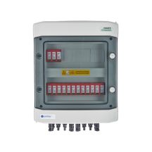 Hermetic IP65 EMITER DC connection switchboard with Dehn 1000V type 2 DC surge arrester, 5x PV string, 5x MPPT