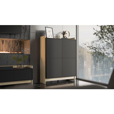 3. PORTO chest of drawers 100x38x130 oak/black