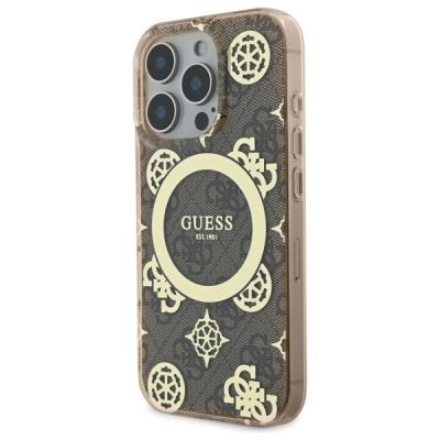 2. Guess IML Peony On 4G Background MagSafe Case for iPhone 16 Pro - Brown