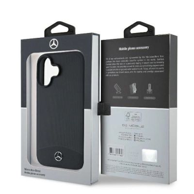 8. Mercedes Textured And Plain Leather MagSafe case for iPhone 16 - black