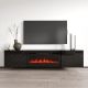 4. TV cabinet LUXE 182.6x34.5x37.5 black/gloss black + black fireplace