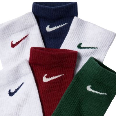 4. Nike Everyday Elevated Socks, 6 Pairs, White, Green, Burgundy, Blue, HQ8021 907