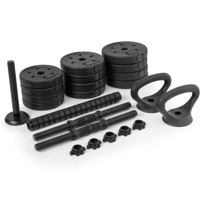 17. 4-in-1 Weight Set (Barbell, Dumbbells, Kettlebell, Push-Up Handles) Spokey PONDUS SET 20 kg