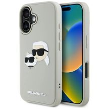 Karl Lagerfeld HC 3D Rubber Double Heads iPhone 16 Case - Beige