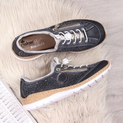 4. Women's openwork navy blue sports shoes Rieker N42P6-14