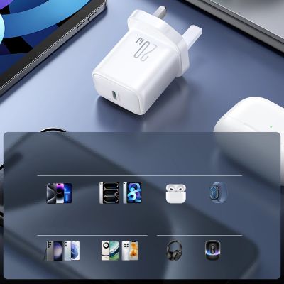 7. Joyroom JR-TCF20 PD 20W Wall Charger (UK Plug) with 1m USB-C Cable - White