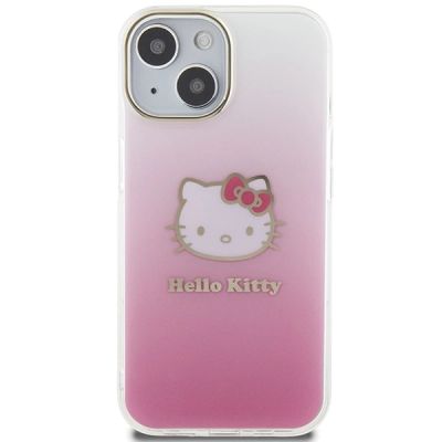 3. Hello Kitty IML Gradient Electrop Kitty Head case for iPhone 15 - pink