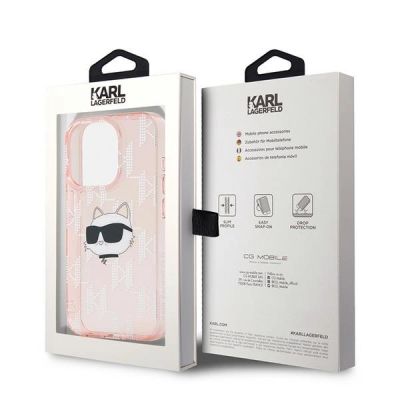 8. Karl Lagerfeld IML Choupette Head & Monogram case for iPhone 15 Pro - pink
