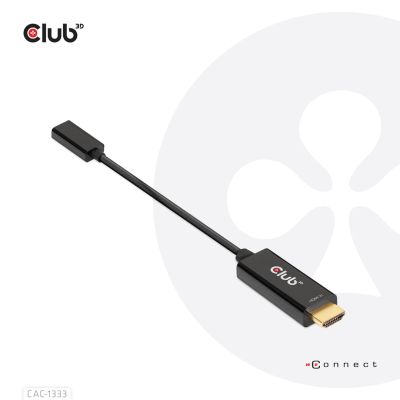 CLUB 3D CAC-1333 Cable Adapter 0.22m HDMI Type-A (Standard) USB Type-C Black