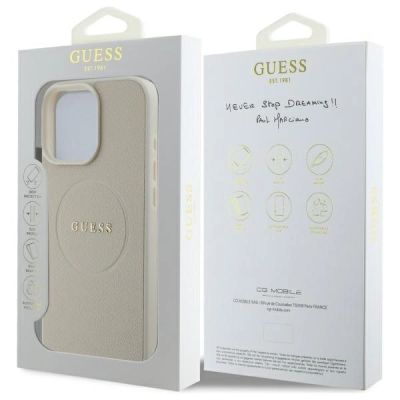 8. Guess Grained Gold Ring MagSafe Case for iPhone 16 Pro Max - Beige