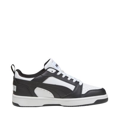 11. Puma Rebound V6 Lo Mid kids' shoes white and black 393833 01