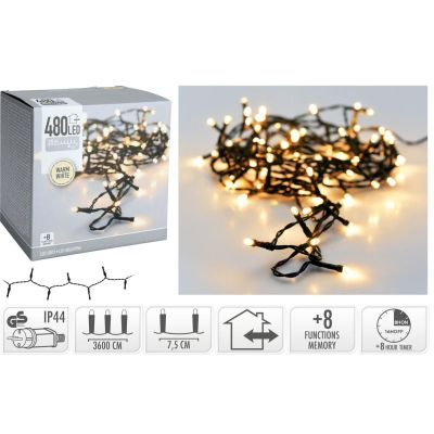 21. CHRISTMAS TREE LIGHTS STRING LIGHTS 480 LED TIMER WARM WHITE