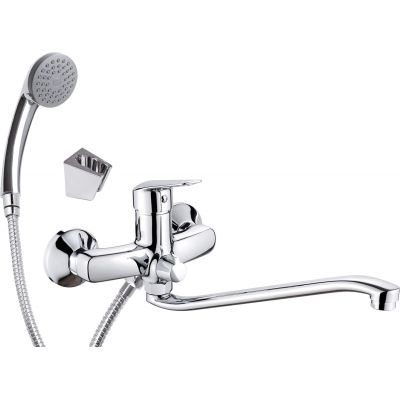 Wall-mounted washbasin tap with extended spout - hose connection and shower set BMO_057M 5908212095621