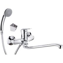 Wall-mounted washbasin tap with extended spout - hose connection and shower set BMO_057M 5908212095621