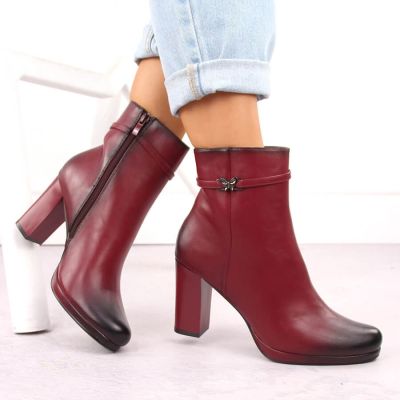16. Women’s Red Insulated Block-Heel Ankle Boots M.Daszyński AF125-22