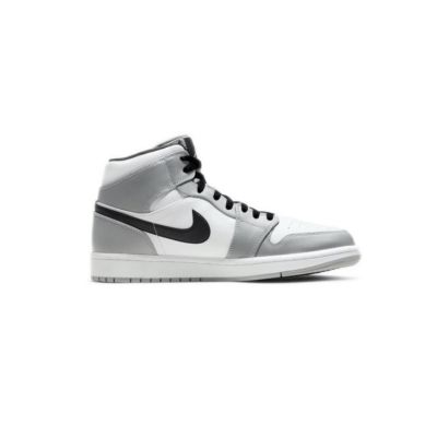 Men's Air Jordan 1 Mid Light Smoke Grey Shoes - 554724-092