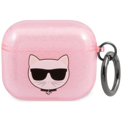 Karl Lagerfeld Glitter Choupette Case for AirPods 3 - Pink