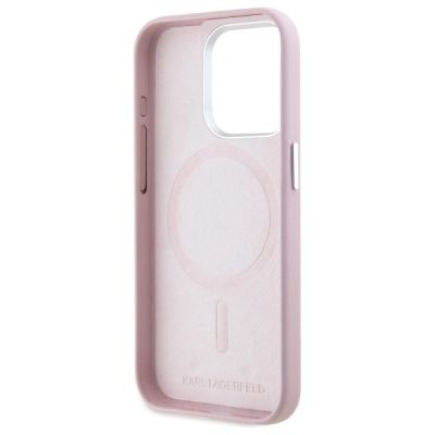 7. Karl Lagerfeld FW Metal Plate MagSafe iPhone 15 Pro Case - Pink