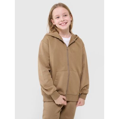 Girls' sweatshirt with a hood, 4F Junior 4FJRAW24TSWSF1830-83S