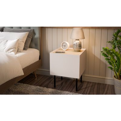 3. Bedside table 2 pcs FELLINI 40x41x60 cashmere + oiled oak top
