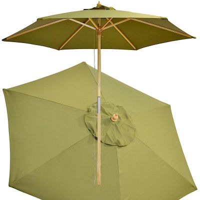15. WOODEN GARDEN UMBRELLA 250 CM FOLDABLE GREEN