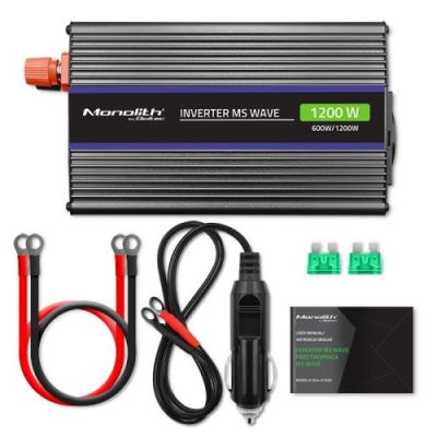 13. QOLTEC VOLTAGE CONVERTER MONOLITH 1200 MS WAVE | 12V TO 230V | 600/1200W | USB
