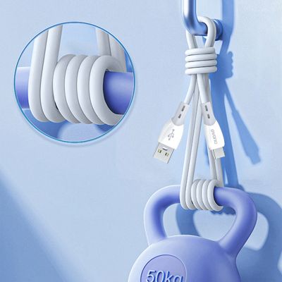 7. Dudao L25ST 5 A USB-A - USB-C Cable with Soft Silicone Braid 1 m - White