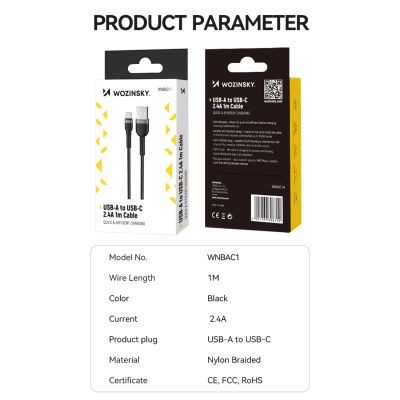 5. Wozinsky WNBAC2 USB-A / USB-C 2.4A cable 2 m - black