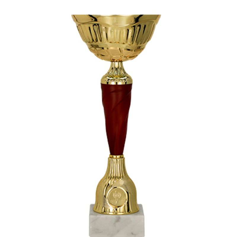 4. Gold and burgundy metal cup