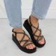 4. Women's Roman wedge sandals with zircons, black Filippo DS6898