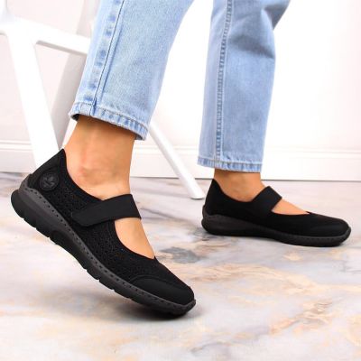 16. Comfortable Rieker W RKR575 openwork shoes, black