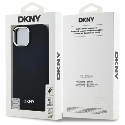 8. DKNY Plain Logo MagSafe iPhone 15 Plus Case - Black