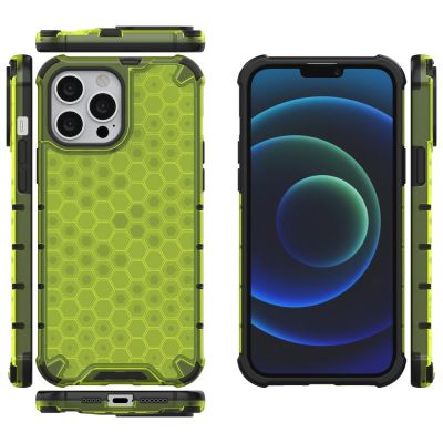 2. Honeycomb Case armor cover with TPU Bumper for iPhone 13 Pro Max green