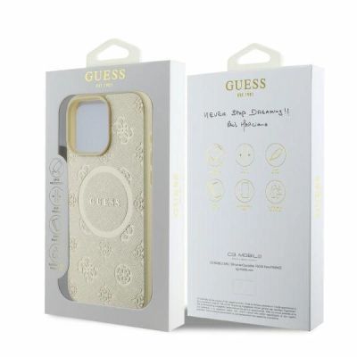 4. Guess Saffiano Peony Classic Logo MagSafe case for iPhone 16 Pro - gold