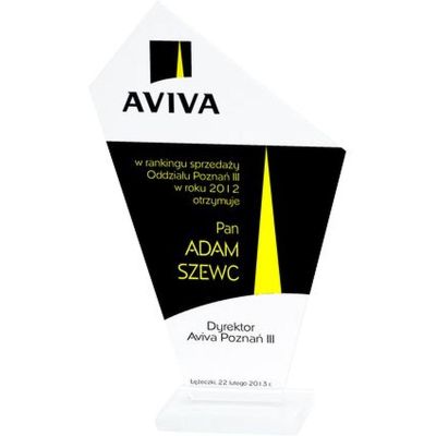8. Engraved glass trophy + paint filling