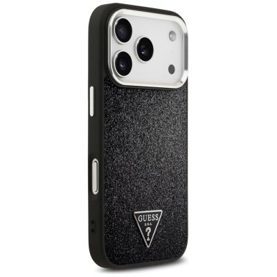 4. Guess Glitter Triangle Logo MagSafe Case for iPhone 17 Pro - Black