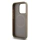 7. DKNY Leather Printed Pattern Metal Logo MagSafe Case for iPhone 15 Pro Max - Brown