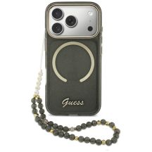 Guess IML Glitters Script Strap MagSafe Case for iPhone 17 Pro - Black