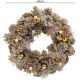 23. DECORATIVE WREATH 34 CM GOLD WITH PINES AND MICA BALLS