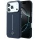 Mercedes Leather Semi Wrap Iconic Line MagSafe Case for iPhone 17 Pro - Navy Blue