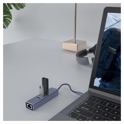 3. SAVIO AK-58 3-PORT USB-A HUB WITH RJ-45 ADAPTER