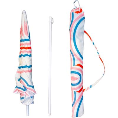 7. BEACH AND GARDEN UMBRELLA 160 CM BLUE AND PINK STRIP