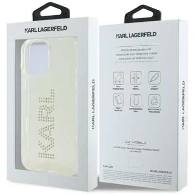 8. Karl Lagerfeld IML Rhinestones Logo iPhone 16 Pro Case - Clear