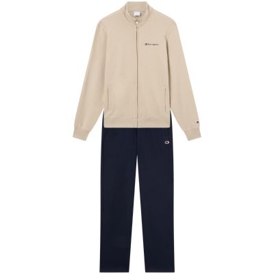 2. Champion Full Zip Suit Men's Tracksuit Beige and Navy Blue 222248 MS041