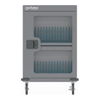 9. Manhattan 102353 Mobile Device Cabinet, Mobile Device Management Cart, Grey