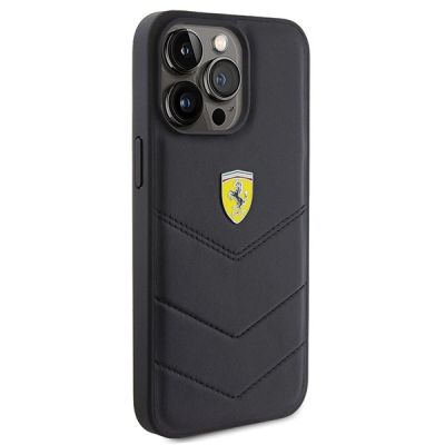 4. Ferrari Quilted Metal Logo case for iPhone 15 Pro Max - black