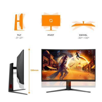2. Monitor 31.5" AOC G4 C32G4Z 1920x1080px Full HD LCD Curved Black, Red