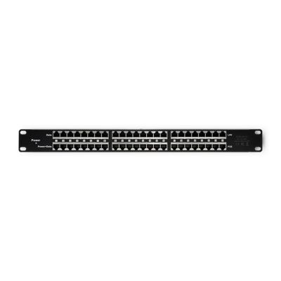 Qoltec Patch panel RACK| 48V | 24 ports | Passive PoE Injector | Black