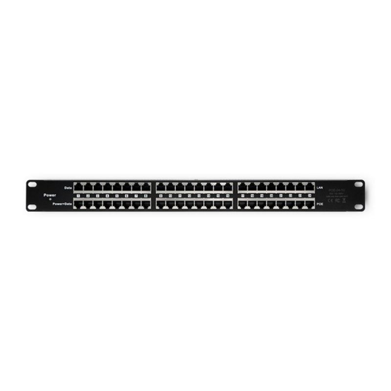 Qoltec Patch panel RACK| 48V | 24 ports | Passive PoE Injector | Black