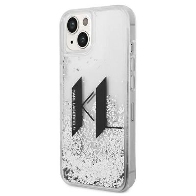 2. Karl Lagerfeld Liquid Glitter Big KL case for iPhone 14 - silver